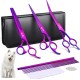 Purple Dragon 8 Inch Dog Scissors Set Professional 3-in-1 Fur Scissors Set for Dogs – Golden Dog Scissors Set Straight, Serrated and Curved Scissors are Included for Dogs for Cats and Other Animals Purple Dragon 8 Inch Dog Scissors Set Professional 3-in-1 Fur Scissors Set for Dogs – Golden Dog Scissors Set Straight, Serrated and Curved Scissors are Included for Dogs for Cats and Other Animals