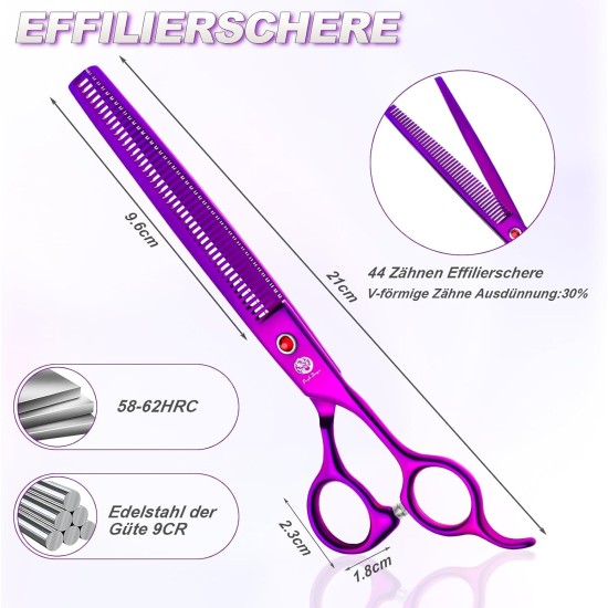 Purple Dragon 8 Inch Dog Scissors Set Professional 3-in-1 Fur Scissors Set for Dogs – Golden Dog Scissors Set Straight, Serrated and Curved Scissors are Included for Dogs for Cats and Other Animals Purple Dragon 8 Inch Dog Scissors Set Professional 3-in-1 Fur Scissors Set for Dogs – Golden Dog Scissors Set Straight, Serrated and Curved Scissors are Included for Dogs for Cats and Other Animals