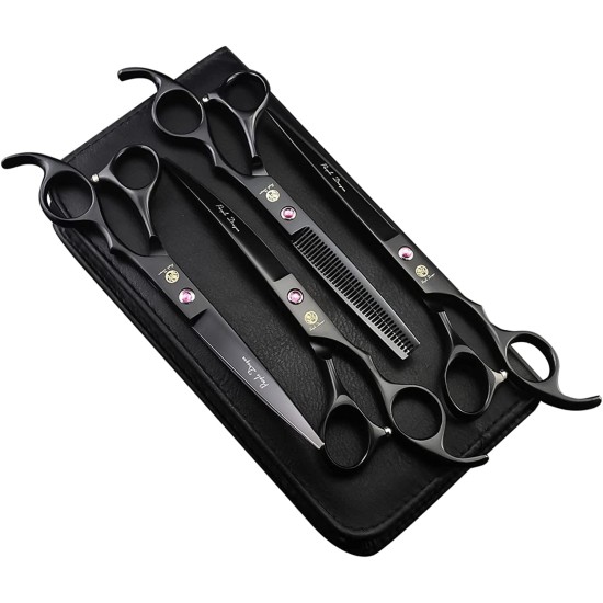 Purple Dragon Fur Scissors for Dogs Professional 7.0 Inch Dog Scissors Set with Thinning Scissors for Grooming Curved Pet Fur Scissors Set Dog Hair Scissors Set Made of Japan 440C Stainless Steel Purple Dragon Fur Scissors for Dogs Professional 7.0 Inch Dog Scissors Set with Thinning Scissors for Grooming Curved Pet Fur Scissors Set Dog Hair Scissors Set Made of Japan 440C Stainless Steel