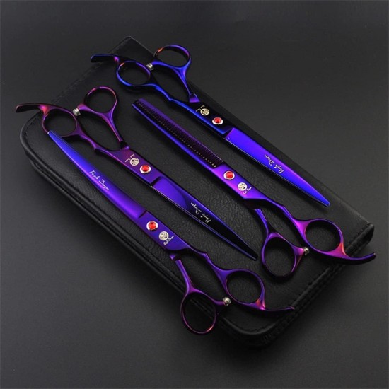 Purple Dragon Fur Scissors for Dogs Professional 7.0 Inch Dog Scissors Set with Thinning Scissors for Grooming Curved Pet Fur Scissors Set Dog Hair Scissors Set Made of Japan 440C Stainless Steel Purple Dragon Fur Scissors for Dogs Professional 7.0 Inch Dog Scissors Set with Thinning Scissors for Grooming Curved Pet Fur Scissors Set Dog Hair Scissors Set Made of Japan 440C Stainless Steel