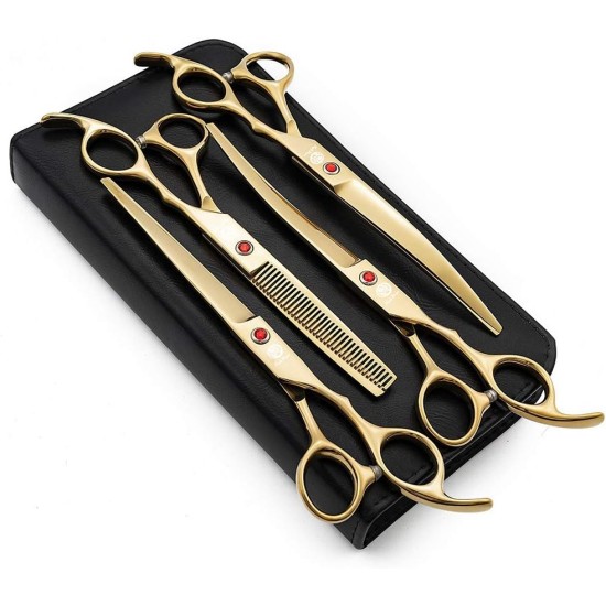 Purple Dragon Fur Scissors for Dogs Professional 7.0 Inch Dog Scissors Set with Thinning Scissors for Grooming Curved Pet Fur Scissors Set Dog Hair Scissors Set Made of Japan 440C Stainless Steel Purple Dragon Fur Scissors for Dogs Professional 7.0 Inch Dog Scissors Set with Thinning Scissors for Grooming Curved Pet Fur Scissors Set Dog Hair Scissors Set Made of Japan 440C Stainless Steel