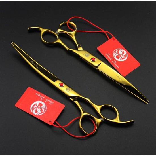 Purple Dragon Fur Scissors for Dogs Professional 7.0 Inch Dog Scissors Set with Thinning Scissors for Grooming Curved Pet Fur Scissors Set Dog Hair Scissors Set Made of Japan 440C Stainless Steel Purple Dragon Fur Scissors for Dogs Professional 7.0 Inch Dog Scissors Set with Thinning Scissors for Grooming Curved Pet Fur Scissors Set Dog Hair Scissors Set Made of Japan 440C Stainless Steel