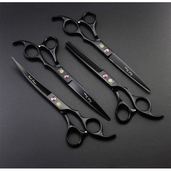 Purple Dragon Fur Scissors for Dogs Professional 7.0 Inch Dog Scissors Set with Thinning Scissors for Grooming Curved Pet Fur Scissors Set Dog Hair Scissors Set Made of Japan 440C Stainless Steel Purple Dragon Fur Scissors for Dogs Professional 7.0 Inch Dog Scissors Set with Thinning Scissors for Grooming Curved Pet Fur Scissors Set Dog Hair Scissors Set Made of Japan 440C Stainless Steel