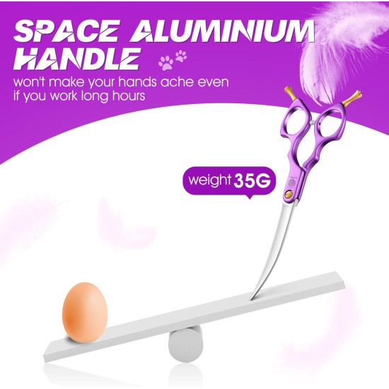 Purple Dragon JP 440C Steel Professional Dog Scissors for Dogs and Cats, 6.5 Inch Grooming Scissors with Ultralight Space Aluminium Handle, JP 440C Steel Professional Grooming Scissors for Dog Purple Dragon JP 440C Steel Professional Dog Scissors for Dogs and Cats, 6.5 Inch Grooming Scissors with Ultralight Space Aluminium Handle, JP 440C Steel Professional Grooming Scissors for Dog