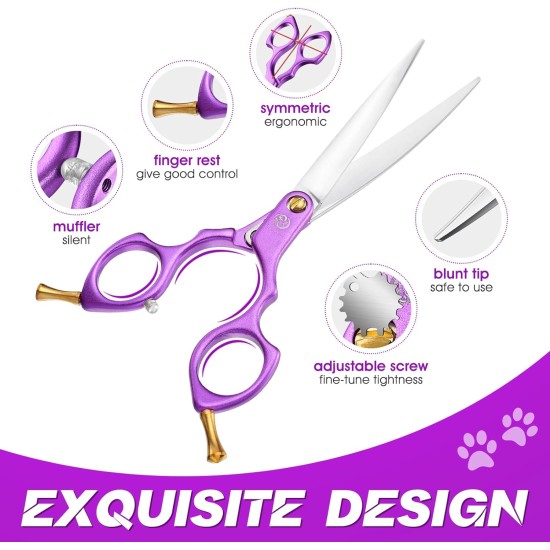 Purple Dragon JP 440C Steel Professional Dog Scissors for Dogs and Cats, 6.5 Inch Grooming Scissors with Ultralight Space Aluminium Handle, JP 440C Steel Professional Grooming Scissors for Dog Purple Dragon JP 440C Steel Professional Dog Scissors for Dogs and Cats, 6.5 Inch Grooming Scissors with Ultralight Space Aluminium Handle, JP 440C Steel Professional Grooming Scissors for Dog