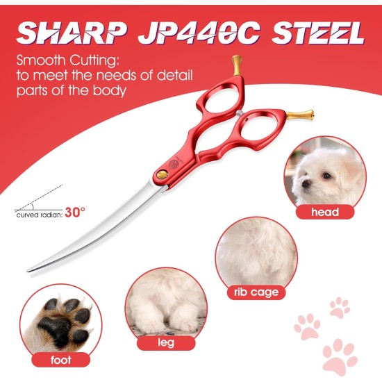 Purple Dragon JP 440C Steel Professional Dog Scissors for Dogs and Cats, 6.5 Inch Grooming Scissors with Ultralight Space Aluminium Handle, JP 440C Steel Professional Grooming Scissors for Dog Purple Dragon JP 440C Steel Professional Dog Scissors for Dogs and Cats, 6.5 Inch Grooming Scissors with Ultralight Space Aluminium Handle, JP 440C Steel Professional Grooming Scissors for Dog
