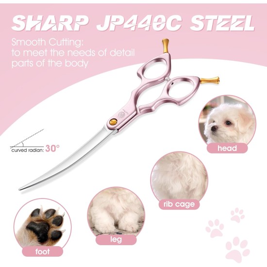 Purple Dragon JP 440C Steel Professional Dog Scissors for Dogs and Cats, 6.5 Inch Grooming Scissors with Ultralight Space Aluminium Handle, JP 440C Steel Professional Grooming Scissors for Dog Purple Dragon JP 440C Steel Professional Dog Scissors for Dogs and Cats, 6.5 Inch Grooming Scissors with Ultralight Space Aluminium Handle, JP 440C Steel Professional Grooming Scissors for Dog