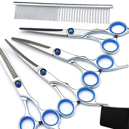 Qcwwy Dog Grooming Scissors Set, Professional 6-in-1 Stainless Steel Grooming Scissors Set, Comfortable Adjustable Screw, Pet Grooming Scissors Set for Dogs and Cats Qcwwy Dog Grooming Scissors Set, Professional 6-in-1 Stainless Steel Grooming Scissors Set, Comfortable Adjustable Screw, Pet Grooming Scissors Set for Dogs and Cats