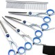 Qcwwy Dog Grooming Scissors Set, Professional 6-in-1 Stainless Steel Grooming Scissors Set, Comfortable Adjustable Screw, Pet Grooming Scissors Set for Dogs and Cats