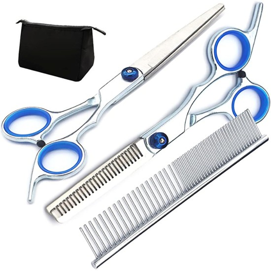 Qcwwy Dog Grooming Scissors Set, Professional 6-in-1 Stainless Steel Grooming Scissors Set, Comfortable Adjustable Screw, Pet Grooming Scissors Set for Dogs and Cats Qcwwy Dog Grooming Scissors Set, Professional 6-in-1 Stainless Steel Grooming Scissors Set, Comfortable Adjustable Screw, Pet Grooming Scissors Set for Dogs and Cats