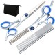 Qcwwy Dog Grooming Scissors Set, Professional 6-in-1 Stainless Steel Grooming Scissors Set, Comfortable Adjustable Screw, Pet Grooming Scissors Set for Dogs and Cats
