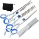 Qcwwy Dog Grooming Scissors Set, Professional 6-in-1 Stainless Steel Grooming Scissors Set, Comfortable Adjustable Screw, Pet Grooming Scissors Set for Dogs and Cats