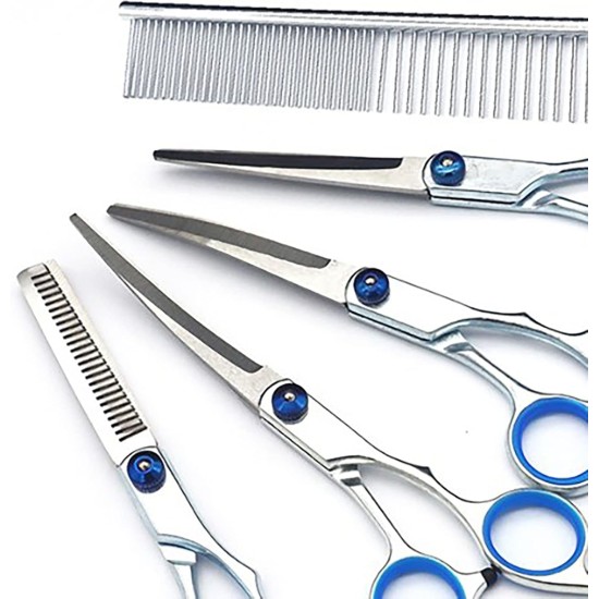 Qcwwy Dog Grooming Scissors Set, Professional 6-in-1 Stainless Steel Grooming Scissors Set, Comfortable Adjustable Screw, Pet Grooming Scissors Set for Dogs and Cats Qcwwy Dog Grooming Scissors Set, Professional 6-in-1 Stainless Steel Grooming Scissors Set, Comfortable Adjustable Screw, Pet Grooming Scissors Set for Dogs and Cats