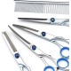 Qcwwy Dog Grooming Scissors Set, Professional 6-in-1 Stainless Steel Grooming Scissors Set, Comfortable Adjustable Screw, Pet Grooming Scissors Set for Dogs and Cats