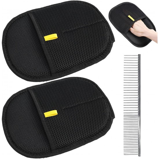 RELKLYU 2 x black hair removal gloves, 1 x steel comb, double-sided classic hair removal device, reusable, pet hair cleaning props. RELKLYU 2 x black hair removal gloves, 1 x steel comb, double-sided classic hair removal device, reusable, pet hair cleaning props.