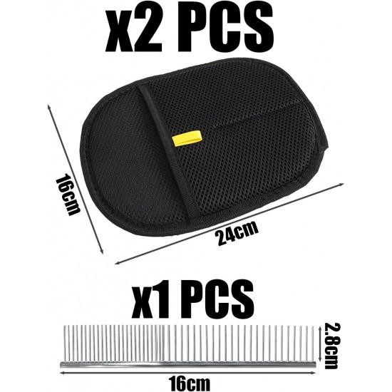 RELKLYU 2 x black hair removal gloves, 1 x steel comb, double-sided classic hair removal device, reusable, pet hair cleaning props. RELKLYU 2 x black hair removal gloves, 1 x steel comb, double-sided classic hair removal device, reusable, pet hair cleaning props.