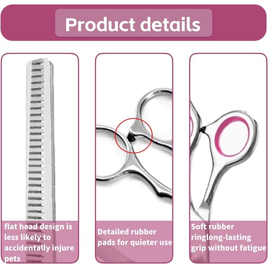 ROROJOYMA Pet Scissors, 6 Inch Professional Dog Scissors, Stainless Steel Fur Scissors for Dogs and Cats, for Dogs, Cats, Pink ROROJOYMA Pet Scissors, 6 Inch Professional Dog Scissors, Stainless Steel Fur Scissors for Dogs and Cats, for Dogs, Cats, Pink