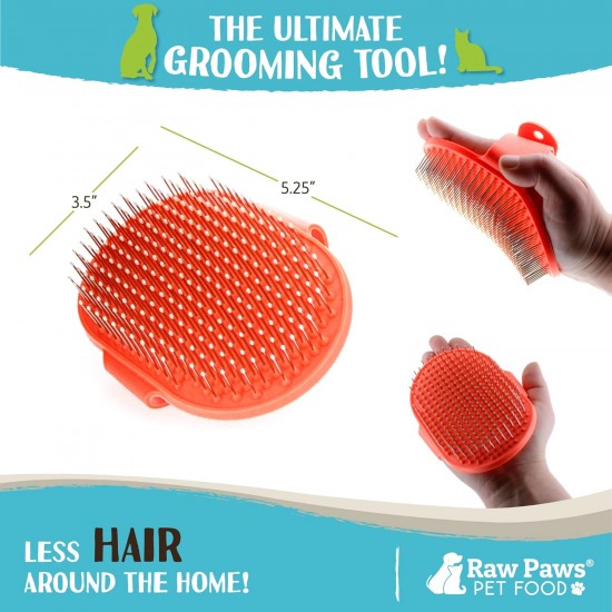 Raw Paws Pet Grooming Brush, 1 Carat Hand Brush with Rubber Tip for Dogs and Cats, Deshedding for Short and Long Hair Dogs, Dog Grooming Raw Paws Pet Grooming Brush, 1 Carat Hand Brush with Rubber Tip for Dogs and Cats, Deshedding for Short and Long Hair Dogs, Dog Grooming