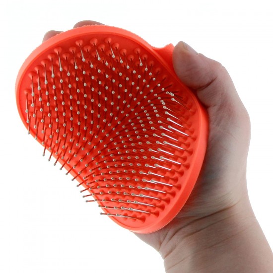 Raw Paws Pet Grooming Brush, 1 Carat Hand Brush with Rubber Tip for Dogs and Cats, Deshedding for Short and Long Hair Dogs, Dog Grooming