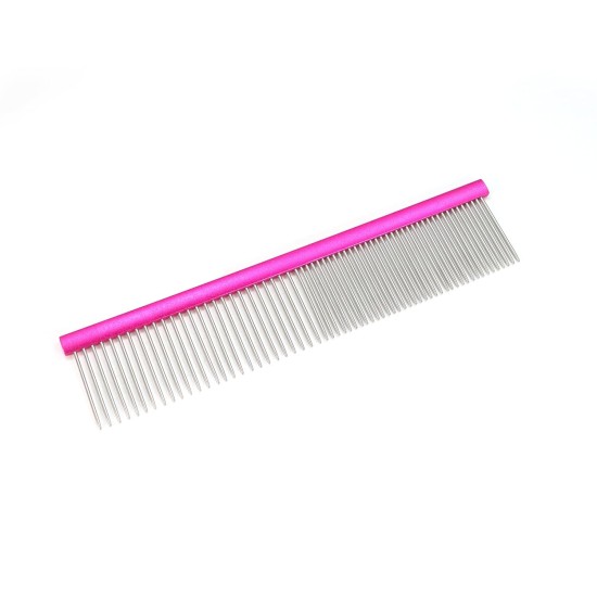 Record - Professional Stainless Steel Double Knit Pet Comb for Dogs and Cats with Conical Teeth and Aluminium Handle for All Hands. | 20 x 4.5 cm
