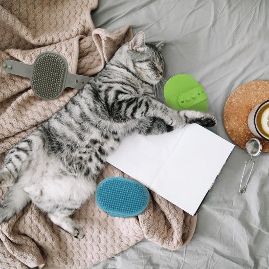 Relaxdays Massage Brush for Dogs and Cats, Set of 3, Dog Brush with Nubs, Adjustable Loop, Dog Washing Brush, Colourful Relaxdays Massage Brush for Dogs and Cats, Set of 3, Dog Brush with Nubs, Adjustable Loop, Dog Washing Brush, Colourful
