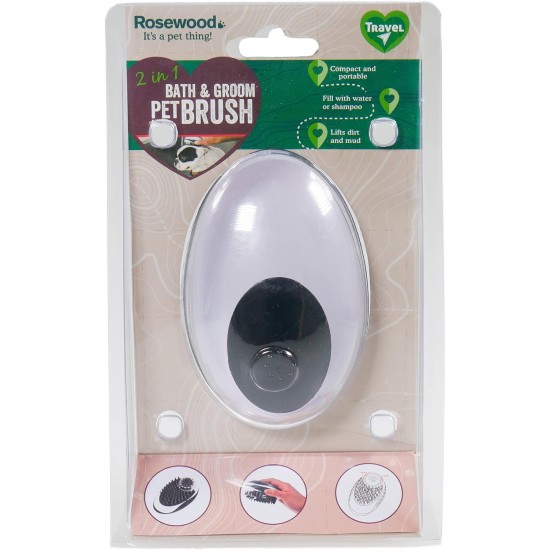 Rosewood 2-in-1 Bath and Groom Brush for Cats and Dogs Rosewood 2-in-1 Bath and Groom Brush for Cats and Dogs