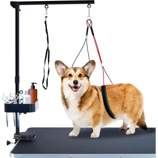 SHELANDY Pet Grooming Arm with Clamp for Large and Small Dogs, 35" Height Adjustable, Includes Two Non Sitting Haunch Holders - Black SHELANDY Pet Grooming Arm with Clamp for Large and Small Dogs, 35" Height Adjustable, Includes Two Non Sitting Haunch Holders - Black