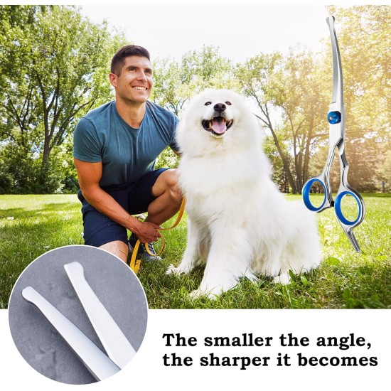 SHPUJUN Curved Dog Scissors, Stainless Steel Grooming Scissors, Pet Fur, Cat Thinning Scissors, Professional Hair Care SHPUJUN Curved Dog Scissors, Stainless Steel Grooming Scissors, Pet Fur, Cat Thinning Scissors, Professional Hair Care