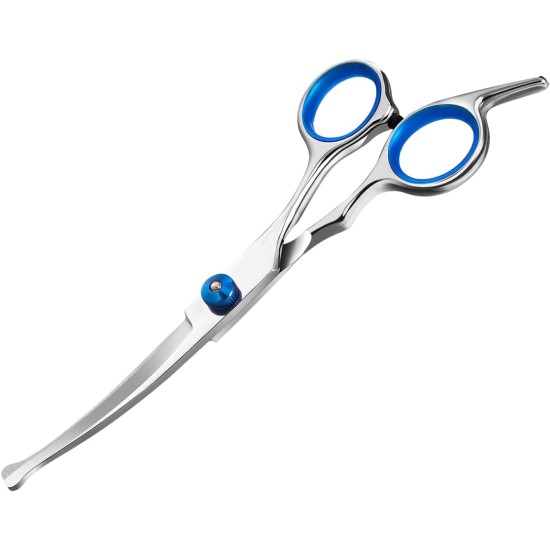 SHPUJUN Curved Dog Scissors, Stainless Steel Grooming Scissors, Pet Fur, Cat Thinning Scissors, Professional Hair Care