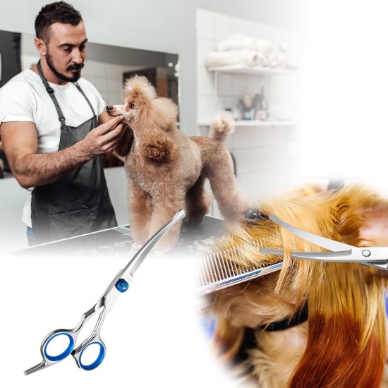 SHPUJUN Curved Dog Scissors, Stainless Steel Grooming Scissors, Pet Fur, Cat Thinning Scissors, Professional Hair Care SHPUJUN Curved Dog Scissors, Stainless Steel Grooming Scissors, Pet Fur, Cat Thinning Scissors, Professional Hair Care