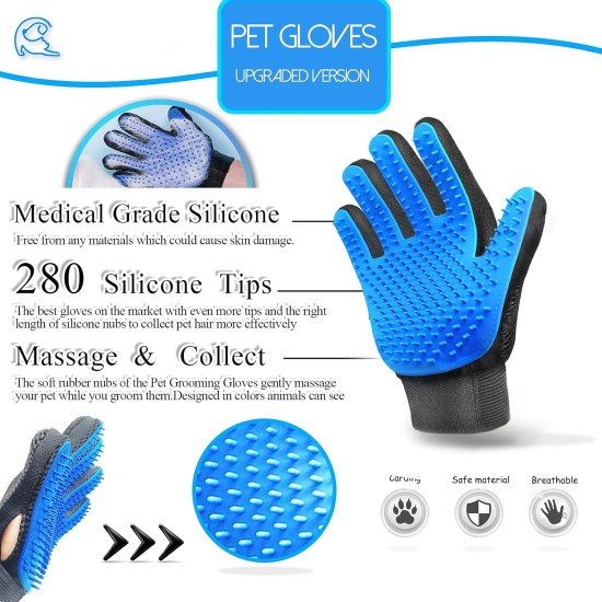 SSRIVER Pet Grooming Glove - Gentle Hair Removal and Efficient Massage for Dogs, Cats and Horses - Pet Mitt with Brushes for Short and Long Fur (1 Right Hand) SSRIVER Pet Grooming Glove - Gentle Hair Removal and Efficient Massage for Dogs, Cats and Horses - Pet Mitt with Brushes for Short and Long Fur (1 Right Hand)
