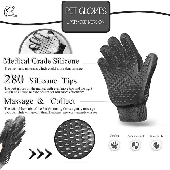 SSRIVER Pet Grooming Glove - Gentle Hair Removal and Efficient Massage for Dogs, Cats and Horses - Pet Mitt with Brushes for Short and Long Fur (1 Right Hand) SSRIVER Pet Grooming Glove - Gentle Hair Removal and Efficient Massage for Dogs, Cats and Horses - Pet Mitt with Brushes for Short and Long Fur (1 Right Hand)