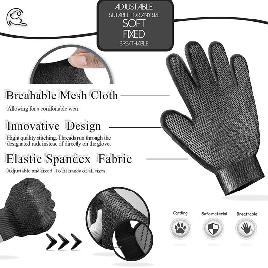 SSRIVER Pet Grooming Glove - Gentle Hair Removal and Efficient Massage for Dogs, Cats and Horses - Pet Mitt with Brushes for Short and Long Fur (1 Right Hand) SSRIVER Pet Grooming Glove - Gentle Hair Removal and Efficient Massage for Dogs, Cats and Horses - Pet Mitt with Brushes for Short and Long Fur (1 Right Hand)