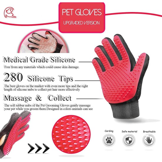 SSRIVER Pet Grooming Glove - Gentle Hair Removal and Efficient Massage for Dogs, Cats and Horses - Pet Mitt with Brushes for Short and Long Fur (1 Right Hand) SSRIVER Pet Grooming Glove - Gentle Hair Removal and Efficient Massage for Dogs, Cats and Horses - Pet Mitt with Brushes for Short and Long Fur (1 Right Hand)