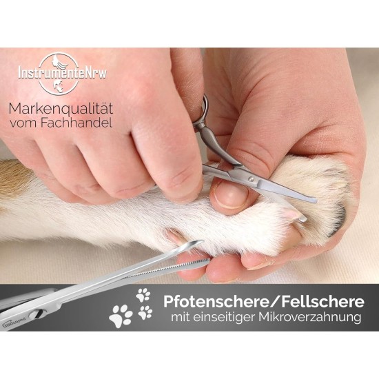 Solingen Pet Scissors Paw Scissors Small Dog Scissors with One-Sided Micro Teeth Dog Hair Scissors Made of Stainless Steel with Sharp Rounded Cutting Surface for Perfect Grooming Solingen Pet Scissors Paw Scissors Small Dog Scissors with One-Sided Micro Teeth Dog Hair Scissors Made of Stainless Steel with Sharp Rounded Cutting Surface for Perfect Grooming