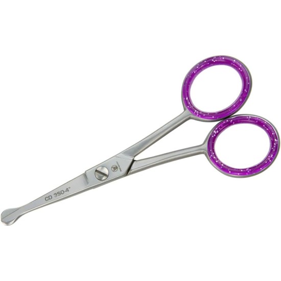 Solingen sharp straight professional paw scissors, dog scissors, face scissors with rounded tips and one-sided micro teeth, 4 inches (10.6 cm), premium quality, made in Germany Solingen sharp straight professional paw scissors, dog scissors, face scissors with rounded tips and one-sided micro teeth, 4 inches (10.6 cm), premium quality, made in Germany