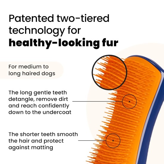 TANGLE TEEZER Pet Teezer Detangling and Dog Grooming Brush Navy/Orange 1 Piece TANGLE TEEZER Pet Teezer Detangling and Dog Grooming Brush Navy/Orange 1 Piece
