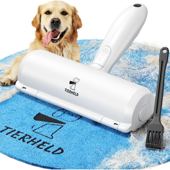 TIERHELD Pet Hair Remover Brush - Extra Strong Lint Roller Pet Hair - 100% Efficient Cat Hair & Dog Hair Removal for Couch Bed Carpet Much More - Reusable Lint Roller for Pet Hair TIERHELD Pet Hair Remover Brush - Extra Strong Lint Roller Pet Hair - 100% Efficient Cat Hair & Dog Hair Removal for Couch Bed Carpet Much More - Reusable Lint Roller for Pet Hair