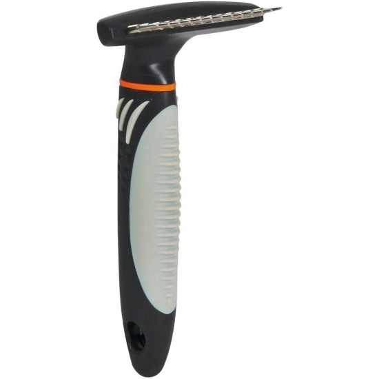 TRIXIE 23793 Long Hair Fur Detangler for Undercoat Care - 2 cm Tine Length - Rubberised Plastic Handle - for Various Fur Types - 10 x 15 cm - Black/Blue - 23793 TRIXIE 23793 Long Hair Fur Detangler for Undercoat Care - 2 cm Tine Length - Rubberised Plastic Handle - for Various Fur Types - 10 x 15 cm - Black/Blue - 23793