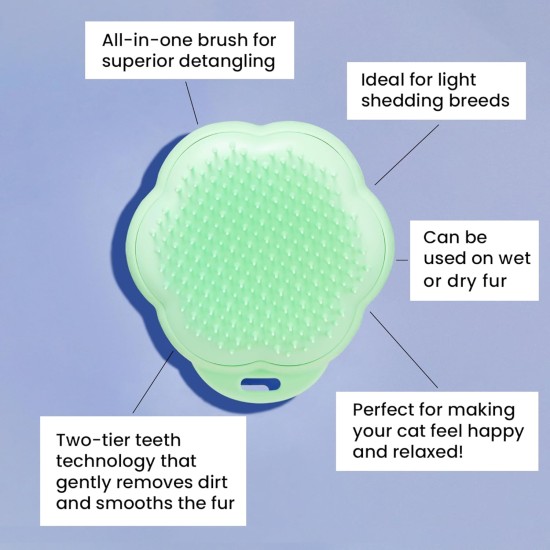 Tangle Teezer Pet Teezer Cat Brush - For Cats with Short to Medium Fur - Grooming Brush for Cats with Two Stage Bristles that Gives Shine and Smoothness - Green Tangle Teezer Pet Teezer Cat Brush - For Cats with Short to Medium Fur - Grooming Brush for Cats with Two Stage Bristles that Gives Shine and Smoothness - Green