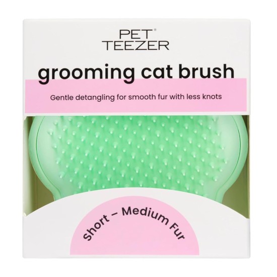 Tangle Teezer Pet Teezer Cat Brush - For Cats with Short to Medium Fur - Grooming Brush for Cats with Two Stage Bristles that Gives Shine and Smoothness - Green Tangle Teezer Pet Teezer Cat Brush - For Cats with Short to Medium Fur - Grooming Brush for Cats with Two Stage Bristles that Gives Shine and Smoothness - Green