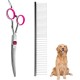 Thoquene Dog and cat grooming scissors, dog scissors, dog hair, curved, pet comb made of robust stainless steel