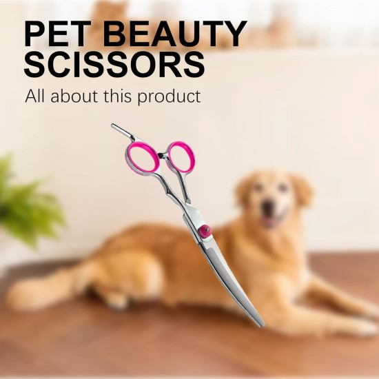 Thoquene Dog and cat grooming scissors, dog scissors, dog hair, curved, pet comb made of robust stainless steel Thoquene Dog and cat grooming scissors, dog scissors, dog hair, curved, pet comb made of robust stainless steel