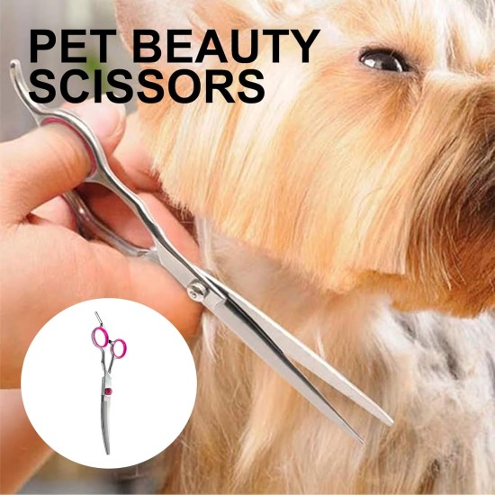 Thoquene Dog and cat grooming scissors, dog scissors, dog hair, curved, pet comb made of robust stainless steel Thoquene Dog and cat grooming scissors, dog scissors, dog hair, curved, pet comb made of robust stainless steel