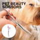 Thoquene Dog and cat grooming scissors, dog scissors, dog hair, curved, pet comb made of robust stainless steel