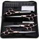 Tnfeeon 4-Piece Pet Grooming Scissors Set, 7 Inch Professional Comb Kit for Sharp Scissors, Made of Stainless Steel for Modelling Trimming Tools for Dog Cats (Gold) Tnfeeon 4-Piece Pet Grooming Scissors Set, 7 Inch Professional Comb Kit for Sharp Scissors, Made of Stainless Steel for Modelling Trimming Tools for Dog Cats (Gold)