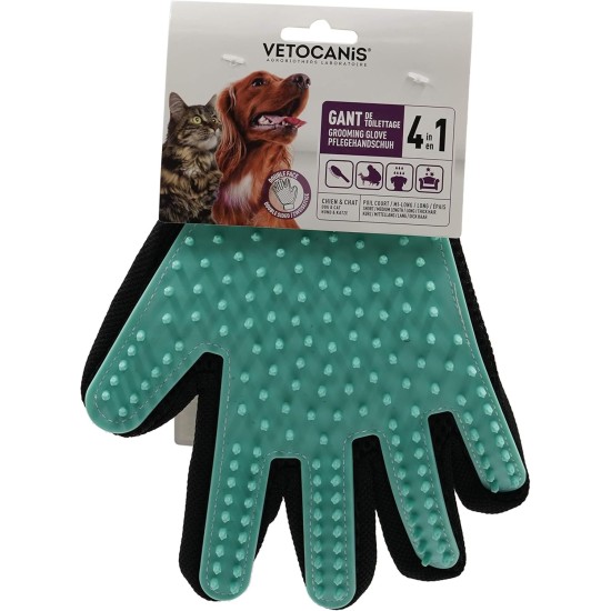 Vetocanis Grooming Glove for Dogs and Cats, 4-in-1 Action Brushing, Massage, Bathing and Hair Removal, Dog and Cat Gloves Grooming Gloves, Silicone Washing Mitt for All Fur Types Vetocanis Grooming Glove for Dogs and Cats, 4-in-1 Action Brushing, Massage, Bathing and Hair Removal, Dog and Cat Gloves Grooming Gloves, Silicone Washing Mitt for All Fur Types