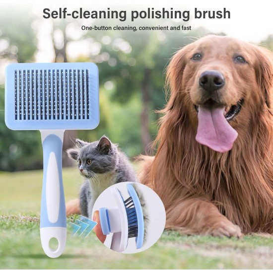 Vinabo Cat Brush Clean Pet Hair with One Button, Pet Brushes, Dog Brush Long Hair, Cat Brush Short Hair, Cat Brush Long Hair Removal of Undercoat, Loose Fur and Dirt - Blue Vinabo Cat Brush Clean Pet Hair with One Button, Pet Brushes, Dog Brush Long Hair, Cat Brush Short Hair, Cat Brush Long Hair Removal of Undercoat, Loose Fur and Dirt - Blue