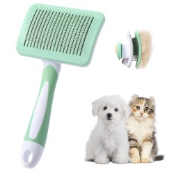 Vinabo Dog Brush, Cat Brush, Pet Self-Cleaning Slicker Brush Removes Undercoat, Dog Brushes for Undercoat, Hair Remover Pet Brush for Longhaired Short Haired Dogs and Cats, Green Vinabo Dog Brush, Cat Brush, Pet Self-Cleaning Slicker Brush Removes Undercoat, Dog Brushes for Undercoat, Hair Remover Pet Brush for Longhaired Short Haired Dogs and Cats, Green