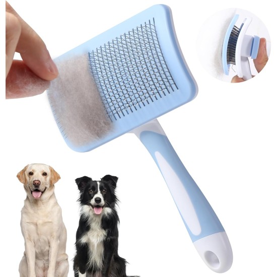 Vinabo Pet Dog Brush, Cat Brush, Self-Cleaning Slicker Brush, Removes Undercoat, Dog Brush, Cat Brush, Short to Long Hair, Suitable Gentle Cat Brush, Blue Vinabo Pet Dog Brush, Cat Brush, Self-Cleaning Slicker Brush, Removes Undercoat, Dog Brush, Cat Brush, Short to Long Hair, Suitable Gentle Cat Brush, Blue